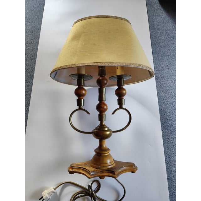 Vintage Italian Bouillotte Table Lamp in Wood, 1960s For Sale - Image 14 of 14