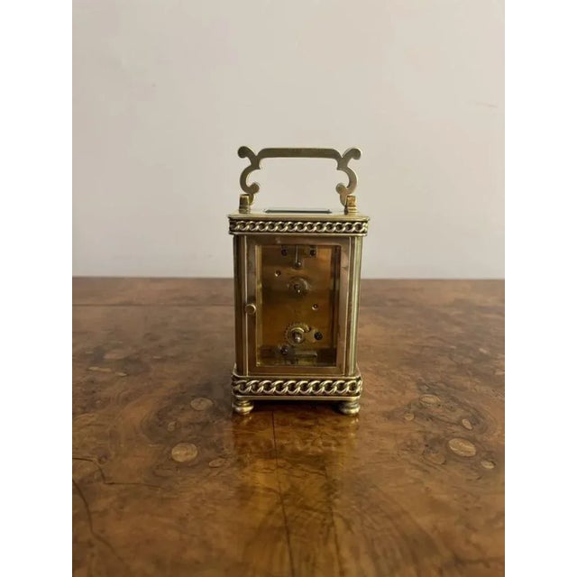 Late 19th Century Antique Victorian Brass Carriage Clock, 1880 For Sale - Image 5 of 6