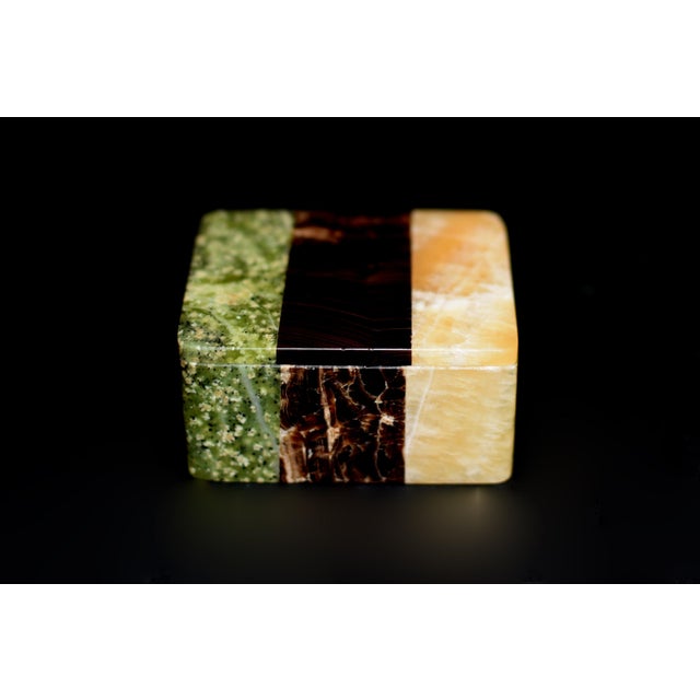 Set of Three Mini Gemstone Boxes Natural Onyx Serpentine Italian For Sale - Image 12 of 17