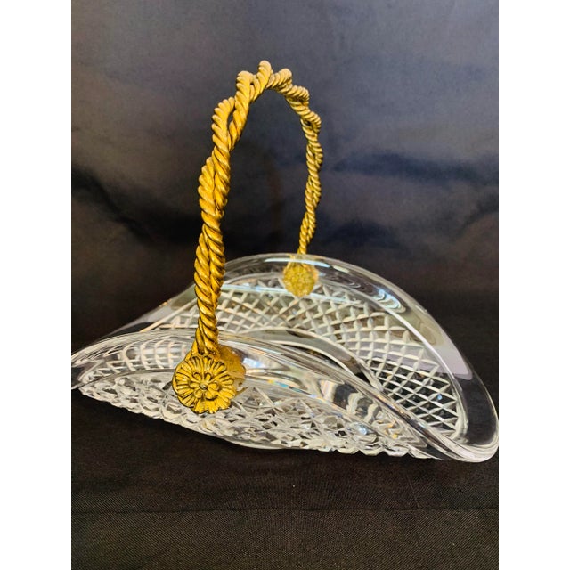 Rare & Stunning Cut Crystal Basket with Roped Brass Handle ~ Whether you are prepping a tablescape for the spring holidays...