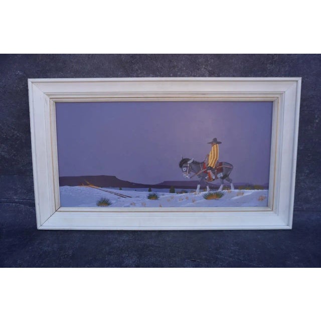 Really elegant work by a contemporary Native American artist, full of feeling and mystery. Measures 15" x 30" and the...