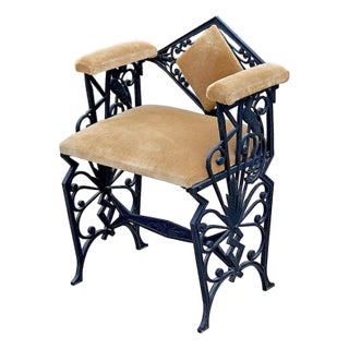 Vintage Art Deco Cast Iron “Paradise Bird” Vanity Chair / Dressing Stool For Sale