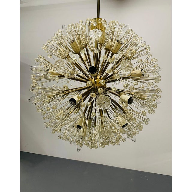 Emil Stejnar, Large Snowflake Chandeliers, Brass, Glass, Austria, 1965 For Sale In New York - Image 6 of 10