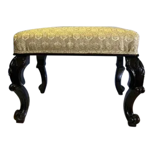 French Rosewood Upholstered Ebonized Stool- Circa 1850