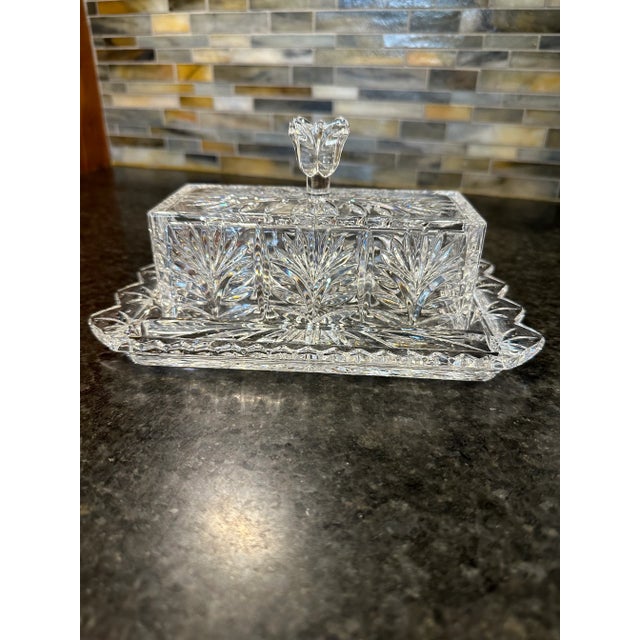 Late 20th Century Late 20th Century Crystal Covered Butter Dish With Knives For Sale - Image 5 of 10