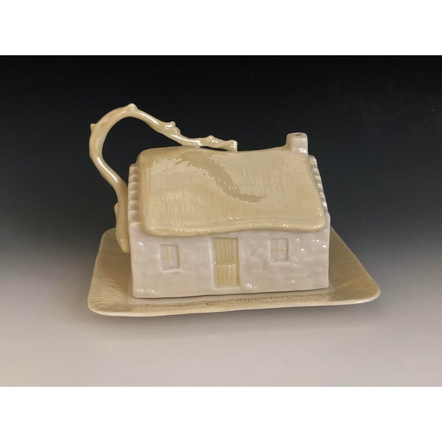 1960s Vintage Belleek Ireland Country Cottage Covered Butter Dish Third