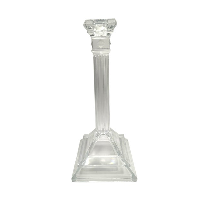 Vintage Crystal Glass Candlesticks With Twisted Column Design - A Pair For Sale - Image 12 of 12