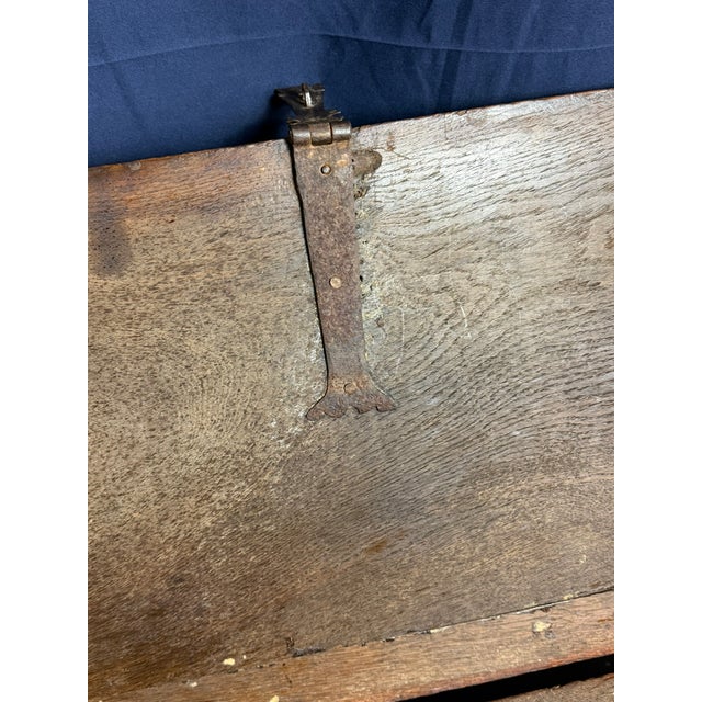 Antique English Carved Oak Trunk, 1650 For Sale - Image 16 of 18