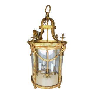 1990's Vintage Polychromed Neoclassical Bronze Portico Chandelier For Sale