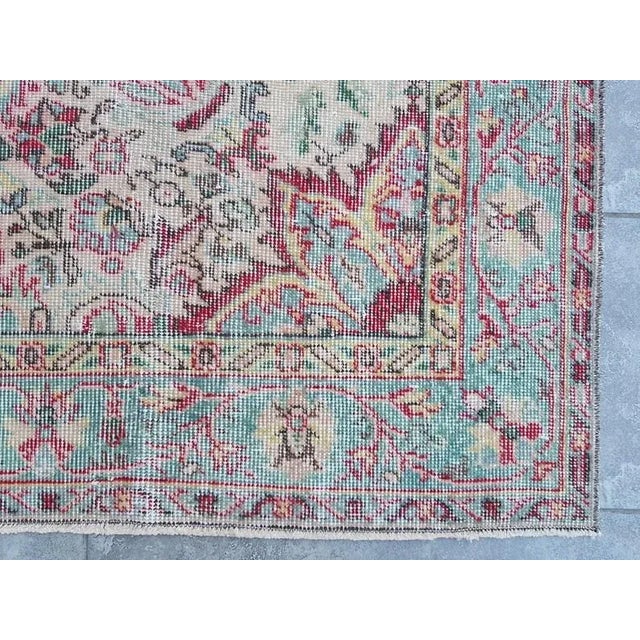 1960s 5x9 Geometric Handknotted Wool Rug For Sale - Image 4 of 8