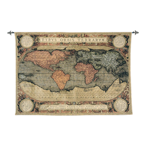Map of the Known World Loom Woven Tapestry - 68 X 95 Cm (2'3" X 3'2") - Requires Rod Size 2