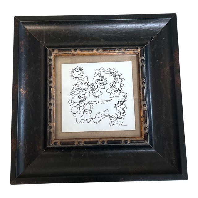 1980’s Original Wayne Cunningham Abstract Pen and Ink Drawing For Sale