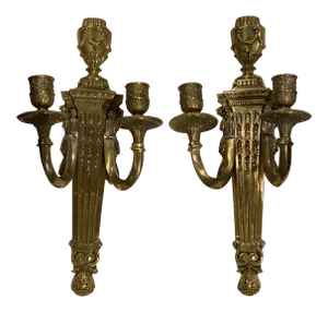 1920's Gilt Bronze Neoclassical Sconces - Pair