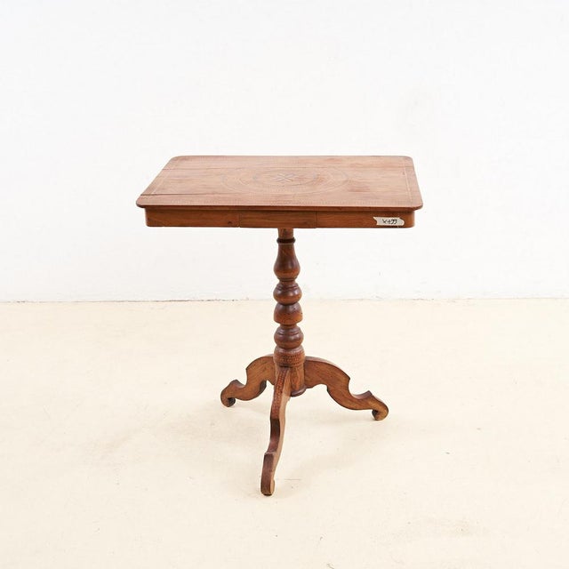 Brown Inlaid and Threaded Table For Sale - Image 8 of 8