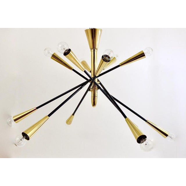 Large Articulating Black and Brass Sputnik Chandelier in the style of Stilnovo, 1950s For Sale - Image 17 of 18