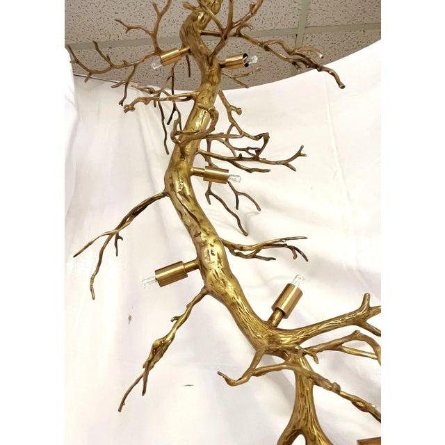 Gold Modern Sculpted Metal Branch 6-Light Statement Chandelier For Sale - Image 8 of 12