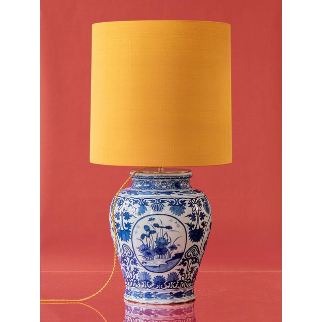 Large Blue and White Table Lamp from Delftware For Sale - Image 4 of 13