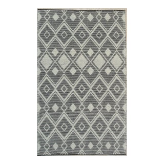 8x10 Modern Kilim Black Diamond Geometric Handmade Wool Carpet Rug For Sale