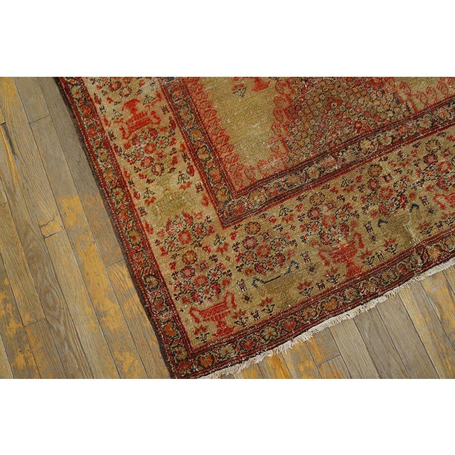1890s Tan Camel Medallion Antique Persian Farahan Rug 4'3" X 7'9" Handknotted Wool Carpet For Sale - Image 4 of 4