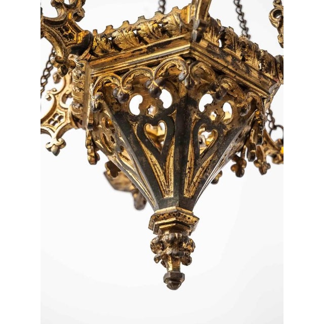 Goldenrod Smaller Neo-Gothic Six-Arm Chandelier For Sale - Image 8 of 8