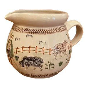 Late 20th Century Handmade & Painted German Ceramic Pitcher by Achim Gelhard