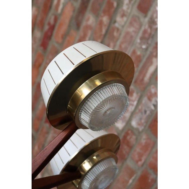 Mid-Century American Modern Walnut and Brass Chandelier Pendant by Imperialites For Sale - Image 9 of 18