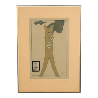 Pop Art Silk Screen Print and Collage "Clothespin Brancusi's Kiss" Philadelphia by Claes Oldenburg, 1972 For Sale