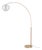 Float Arc Floor Lamp, Weathered Brass, Sphere White Satin Shade, Steel Base For Sale