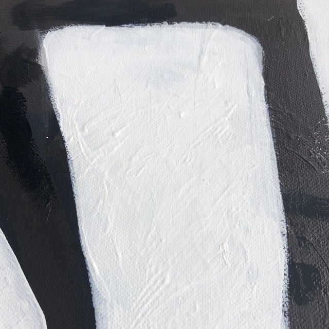 “Abstract Composition in Black and White 3”, Original Contemporary Acrylic Painting on Canvas by CL Auker For Sale - Image 6 of 8