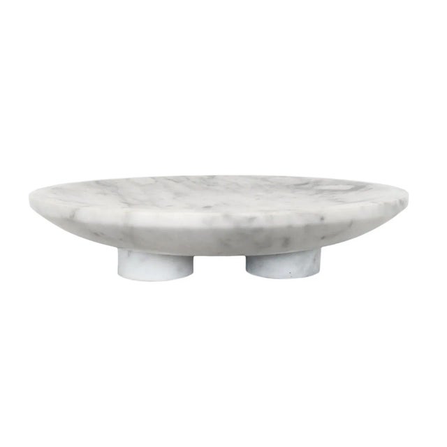 White Modern Minimalist Low White Marble Plate Bowl For Sale - Image 8 of 8