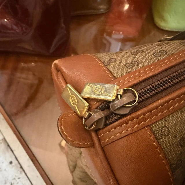 Brown A 2000s Vintage Gucci Micro Gg Monogram Beige and Brown Coated Canvas Hand-Bag 7 For Sale - Image 8 of 18