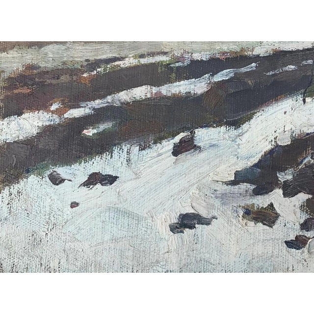 1960s Winter Landscape Oil Painting Original Art Ukrainian Artist Sokolovsky G. 1960s For Sale - Image 5 of 6