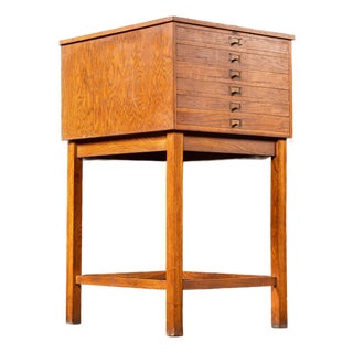 Antique Oak Visible Card Index Filing Cabinet Stand For Sale