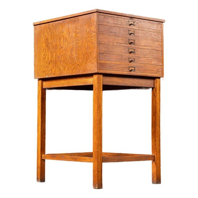 Antique Oak Visible Card Index Filing Cabinet Stand For Sale