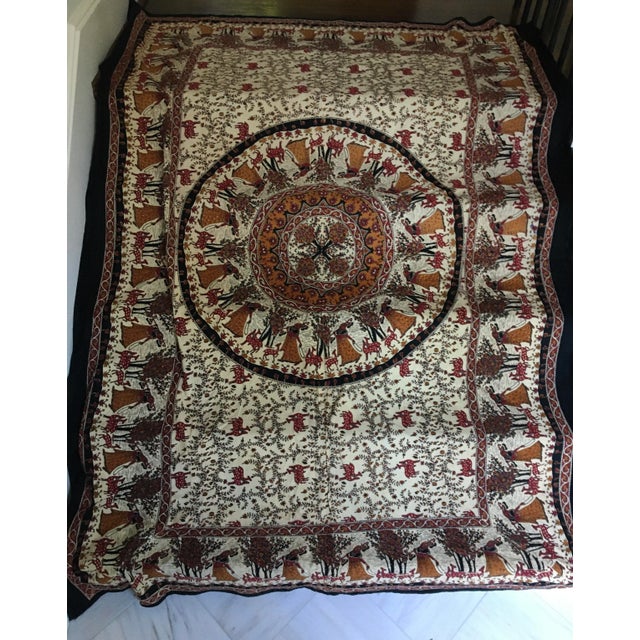 Indian Vintage Indian Block Print Throw or Tablecloth For Sale - Image 3 of 12