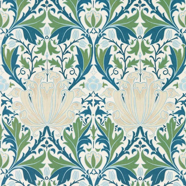 Morris & Co Helena Wallpaper in Indigo/Forest For Sale