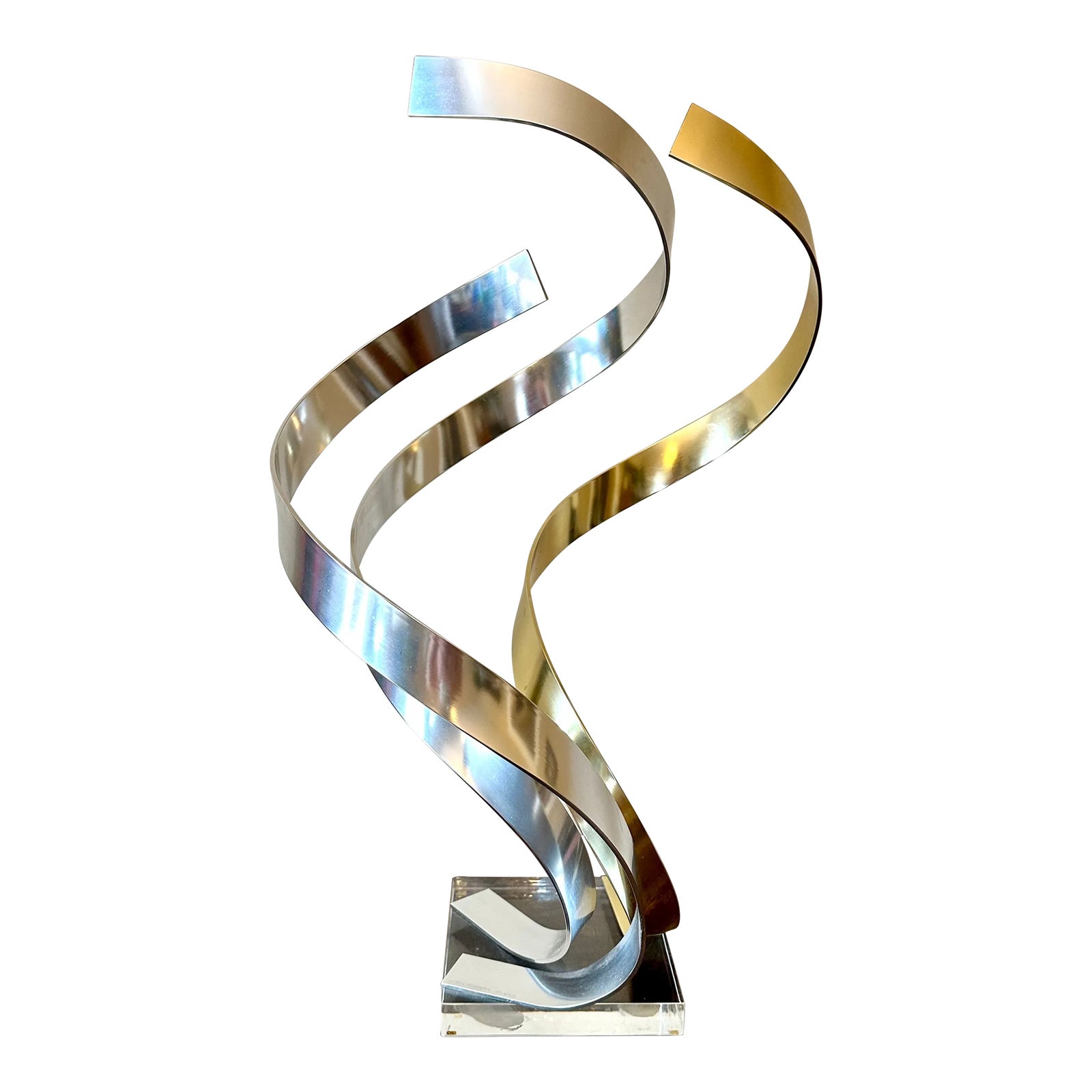 Dan Murphy Chrome Brass Ribbon Sculpture | Chairish