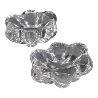 Late 20th Century Daum, France - Pair of Signed Daum Crystal Salt Cellars For Sale