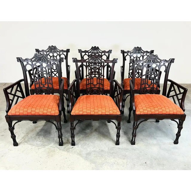 George III Mahogany 'Chinese' Open Armchairs After Thomas Chippendale Circa 1960 For Sale - Image 9 of 10