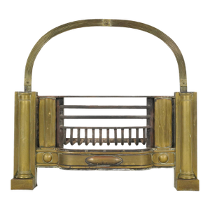 Antique 19th Century Brass & Iron Coal Fireplace Insert