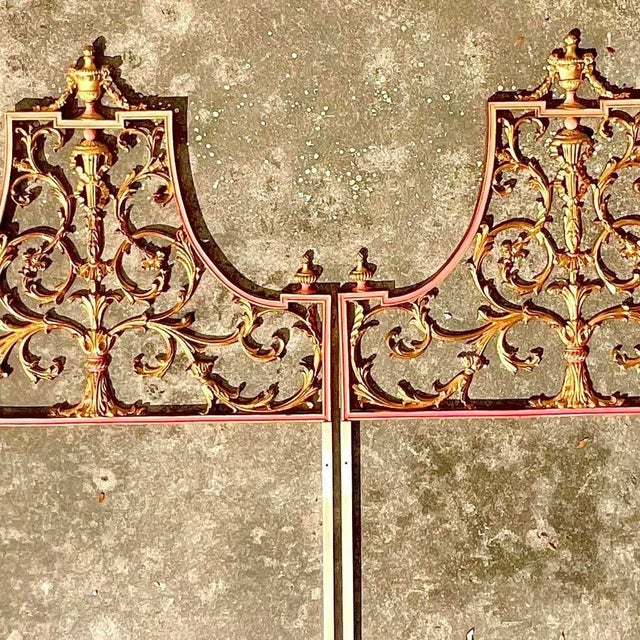 Vintage Regency Italian Palladio Gilt Twin Metal Headboards. - a Pair For Sale - Image 12 of 12