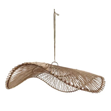Rattan Ceiling Lamp in Shape of an Undulating Circular Tray with ...