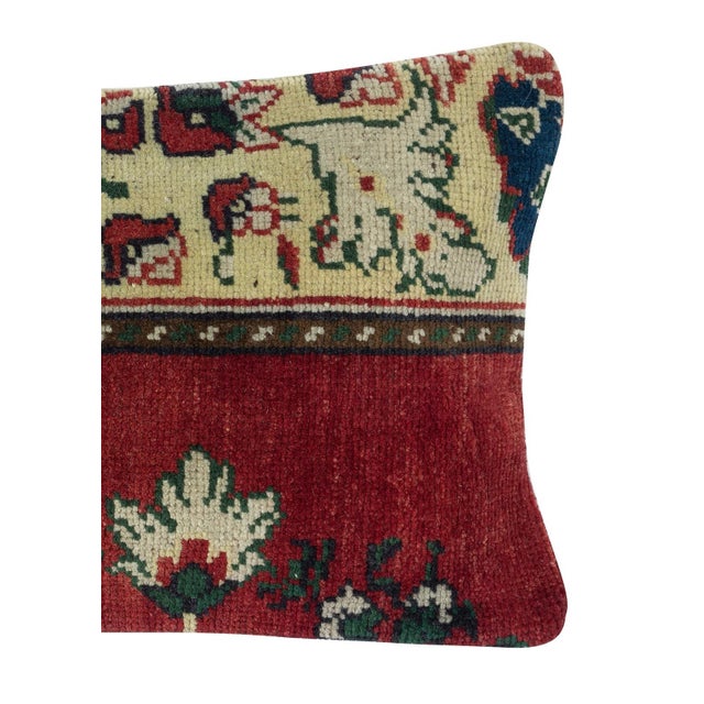 Traditional 13"x20" Handknotted Turkish Cushion Cover. Rug Throw Pillow. Vintage Toss Pillow For Sale - Image 3 of 4