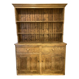Antique English Pine Welsh Dresser Hutch, Late 19th Century For Sale