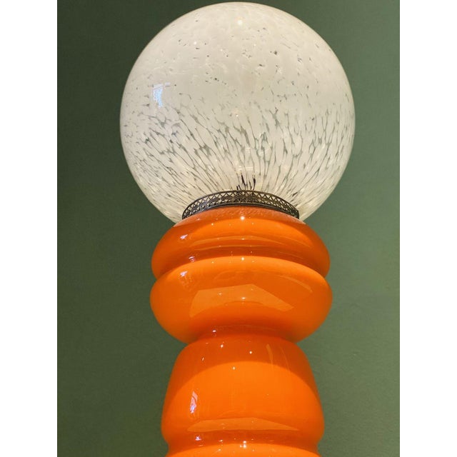 AVMazzega Italian Orange Blown Murano Glass Table Lamp from Mazzega, 1965 For Sale - Image 4 of 8