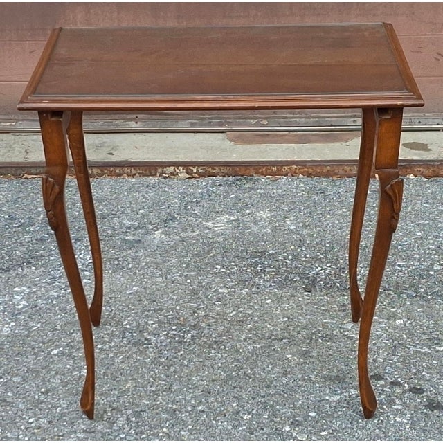 Wood Mid 20th Century French Empire Style Mahogany and Glass Top Insert Side Table For Sale - Image 7 of 8