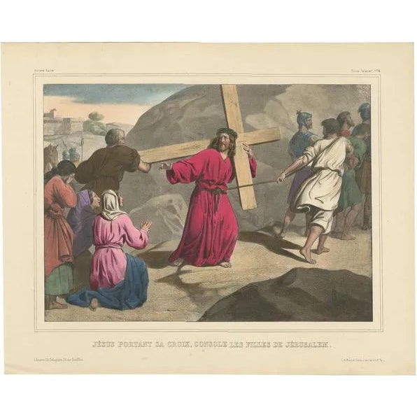 Becquet Frères, No. 34: Jesus Carrying the Cross, 1840, Print For Sale