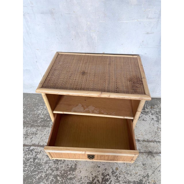 Brown Mid-Century Italian Bamboo and Rattan Bedside Table from Dal Vera, 1960s For Sale - Image 8 of 10