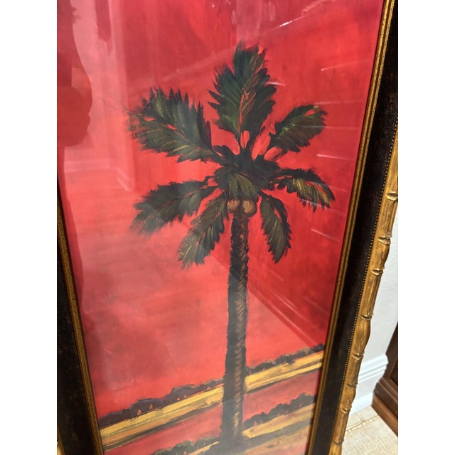 Vintage Pair of Large Tropical Palm Tree Prints in Faux Bamboo Gold Frames For Sale - Image 14 of 16