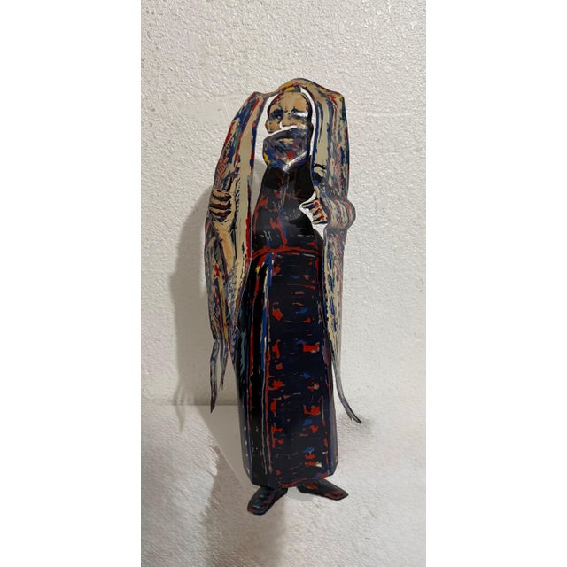 Contemporary Mimi Gross, 3d Metal Sculpture With Color Painting Rabbi Construction Mimi Gross For Sale - Image 3 of 10
